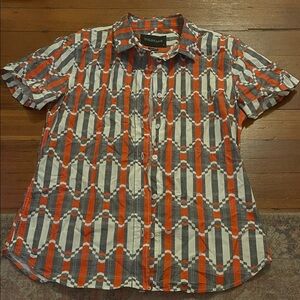 Wildfang Orange and Gray Button Down Shirt